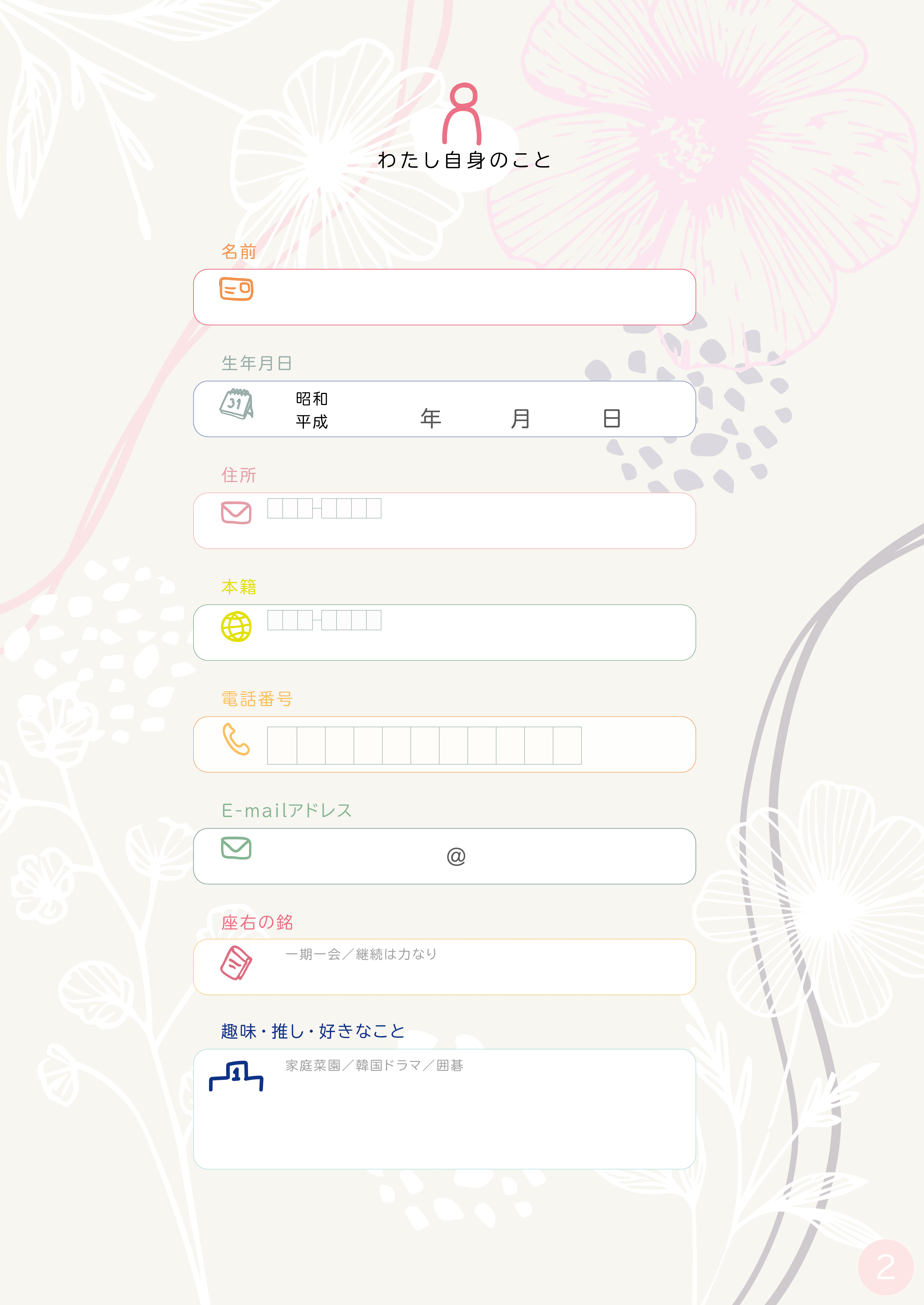 P1 ごあいさつ ／ P2 わたし自身のこと