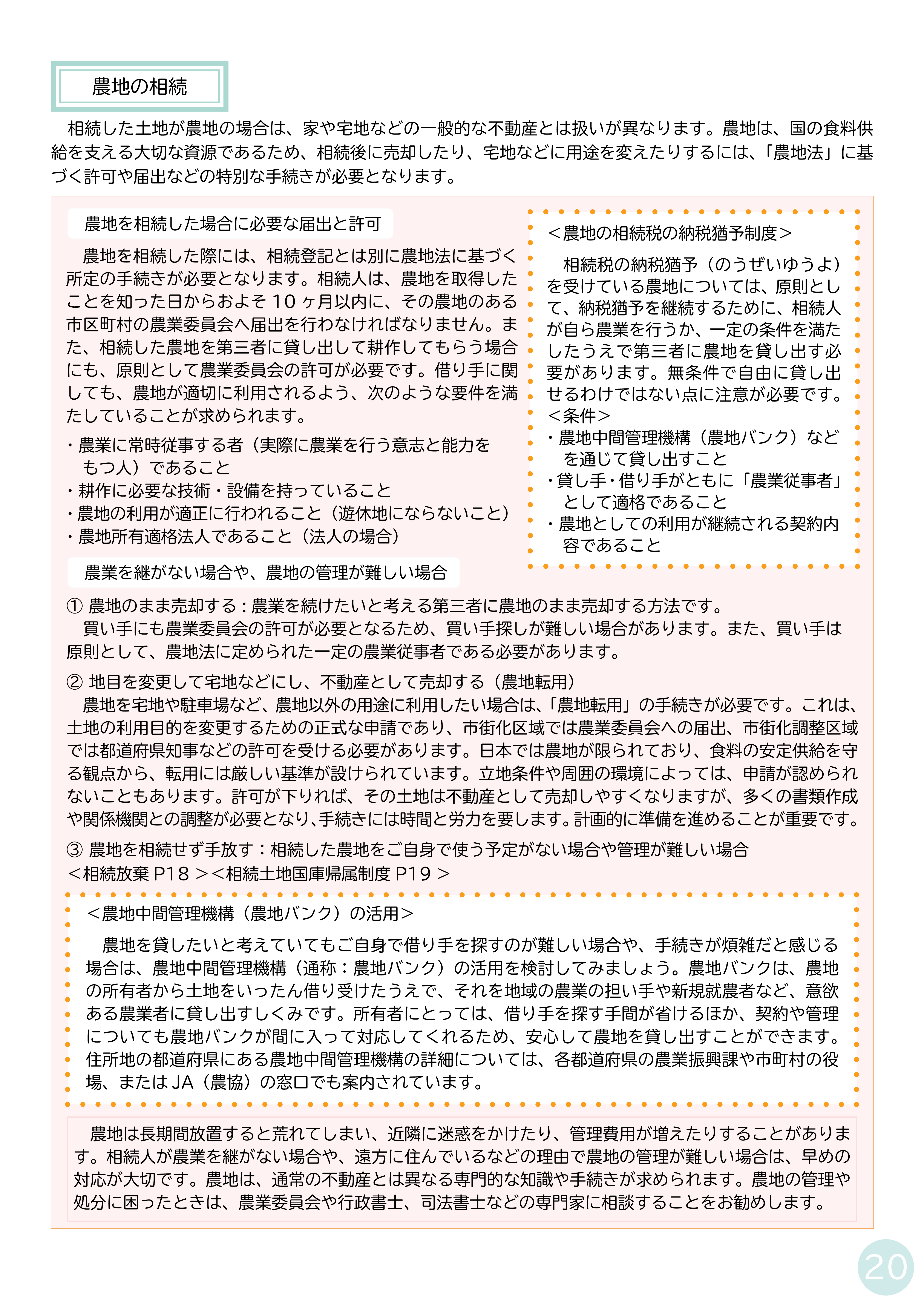 P19 不動産の相続／P20 農地の相続